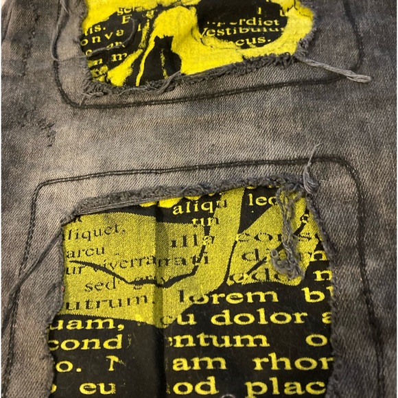 Sernes XWAY skinny shorts mens. Sz. 32 Distressed, patches, paint , stretch - Picture 2 of 4